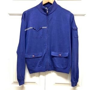 Jamie Sadock golf zip up knit sweater, silk blend, purple, size M